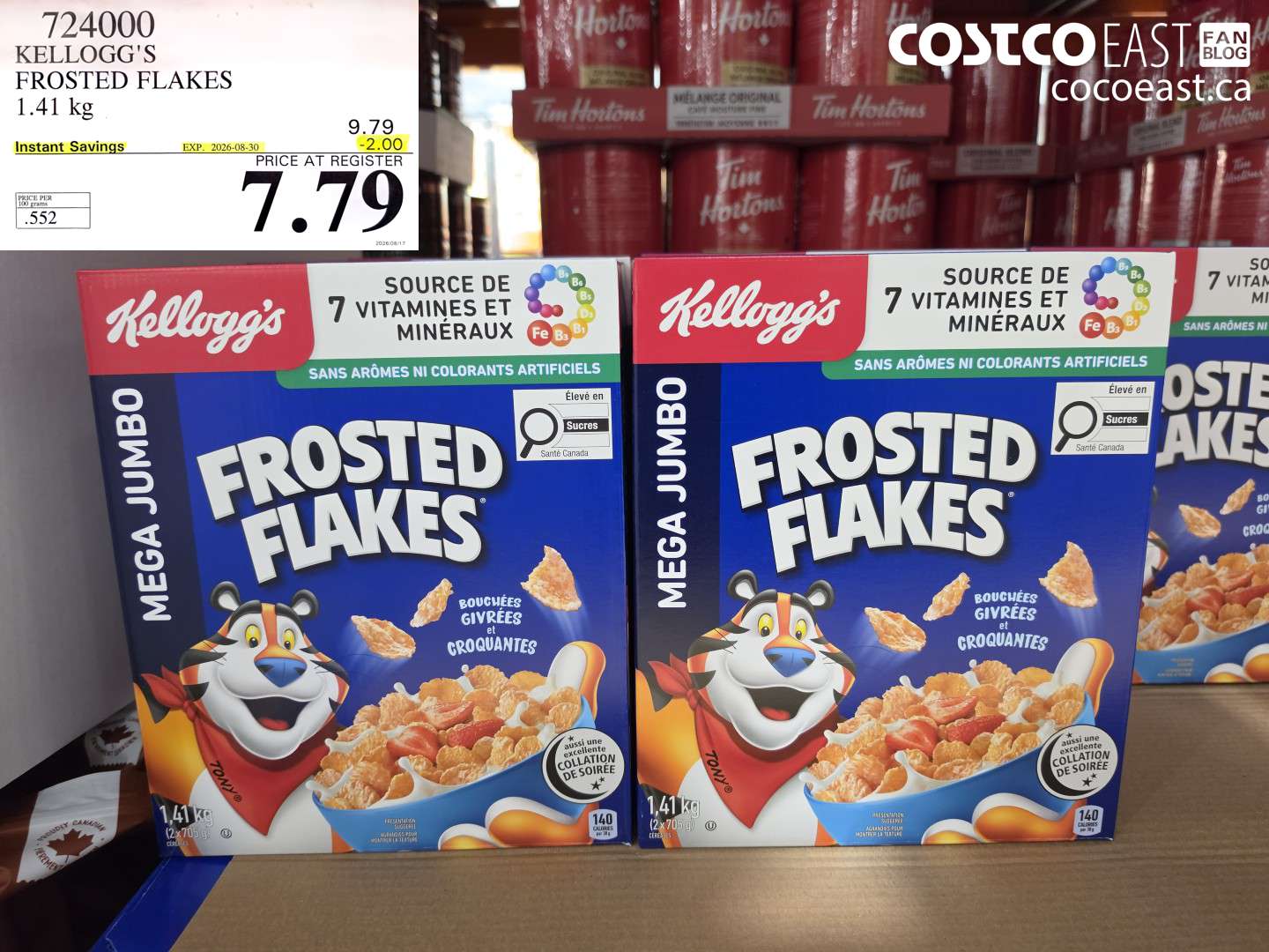 724000 KELLOGG'S FROSTED FLAKES 1.41 KG ($2.00 INSTANT SAVINGS EXPIRES ON 2026-08-30) $7.79
