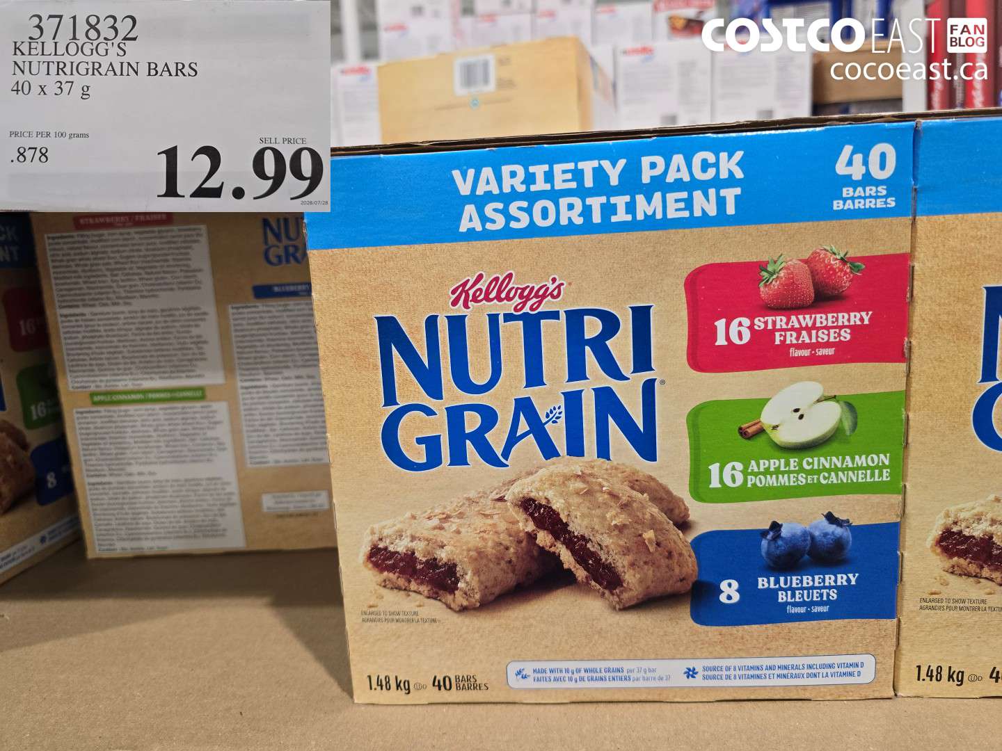 371832 KELLOGG'S NUTRIGRAIN BARS 40 X 37 G $12.99