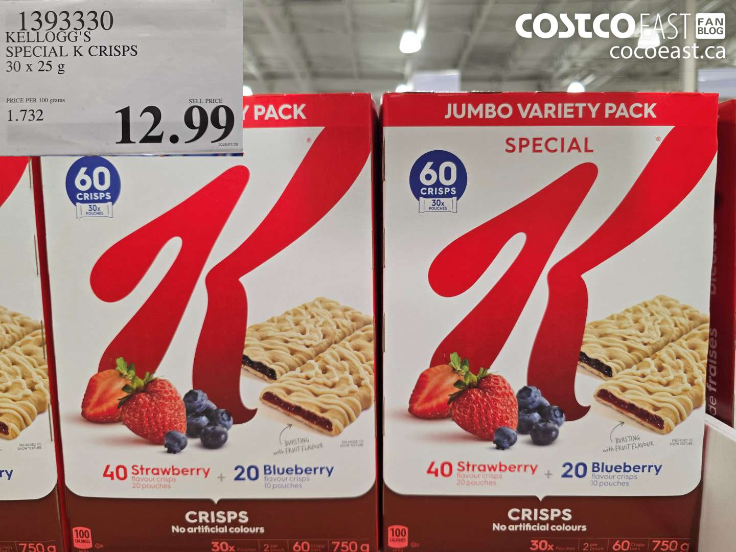 1393330 KELLOGG'S SPECIAL K CRISPS 30 X 25 G $12.99