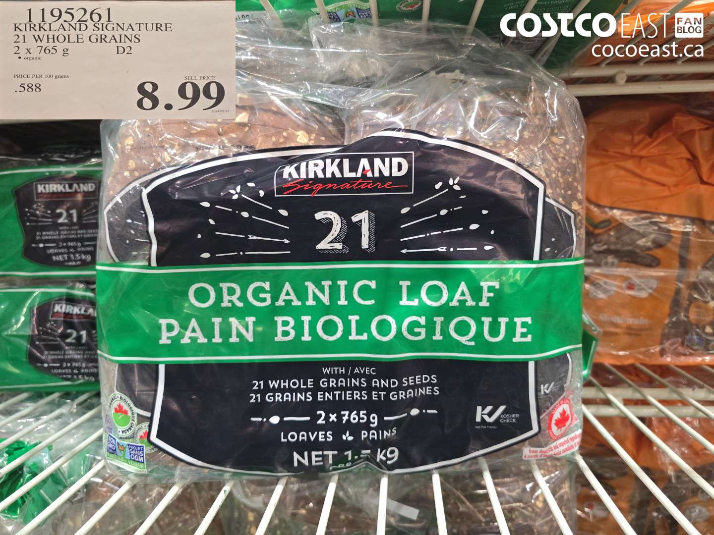 1195261 KIRKLAND SIGNATURE 21 WHOLE GRAINS 2 X 765 G $8.99