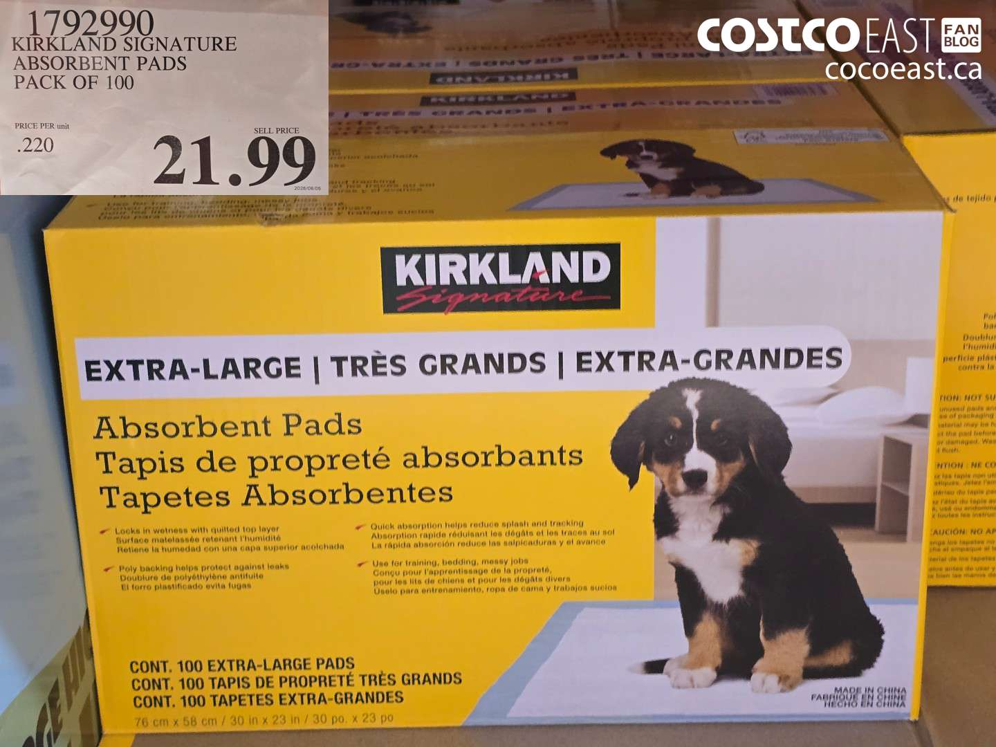 1792990 KIRKLAND SIGNATURE ABSORBENT PADS PACK OF 100 $21.99