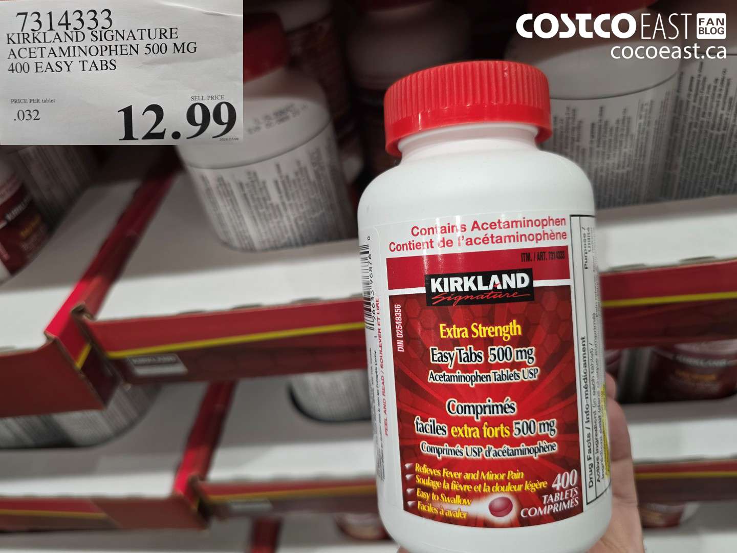 7314333 KIRKLAND SIGNATURE ACETAMINOPHEN 500 MG 400 EASY TABS $12.99