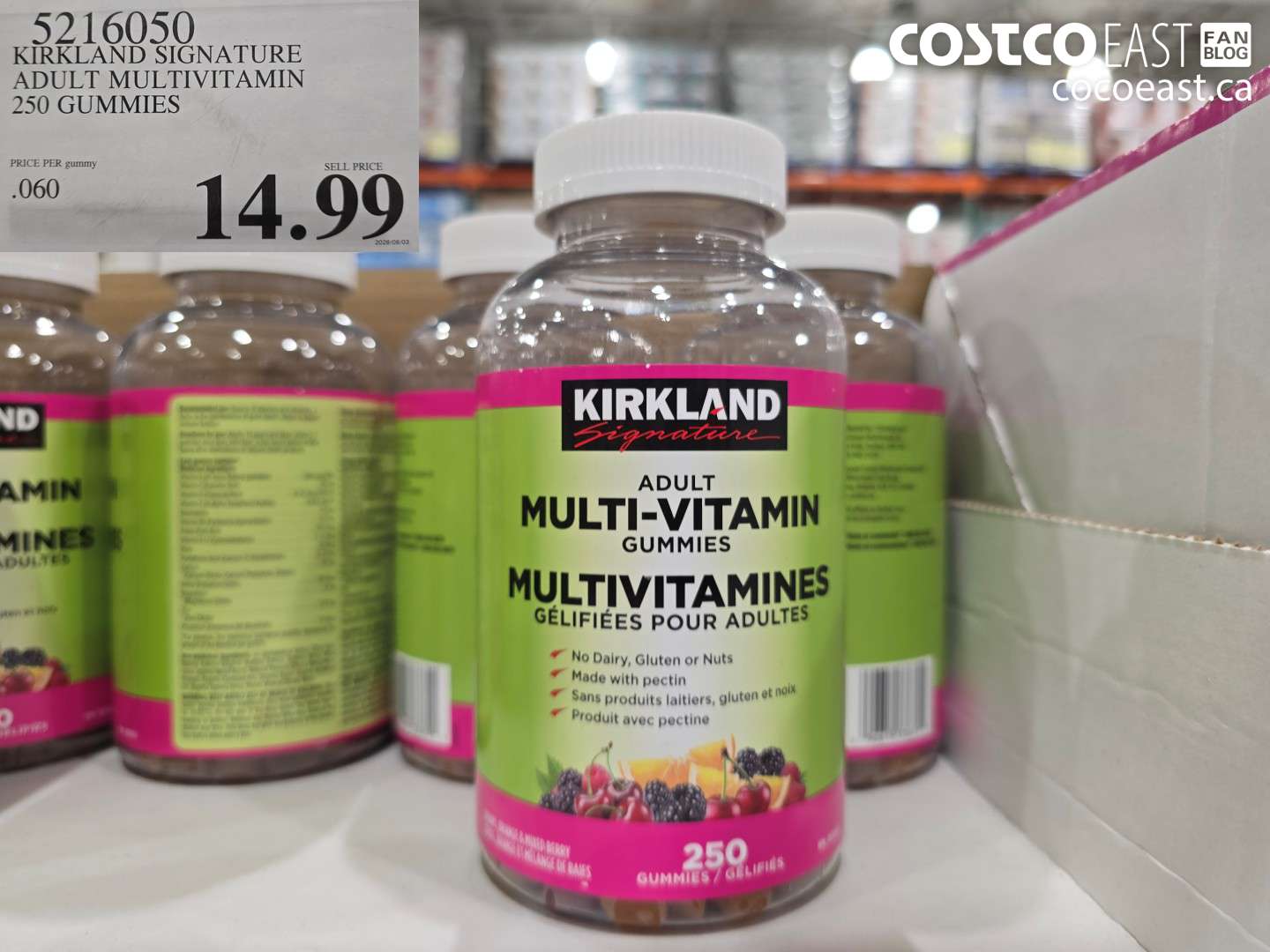 5216050 KIRKLAND SIGNATURE ADULT MULTIVITAMIN 250 GUMMIES $14.99
