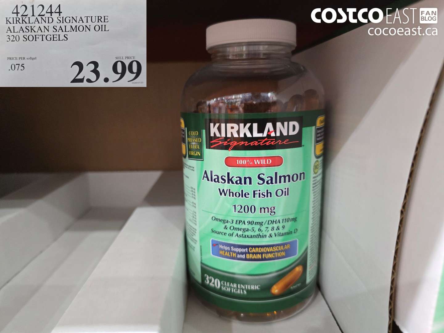 421244 KIRKLAND SIGNATURE ALASKAN SALMON OIL 320 SOFTGELS $23.99