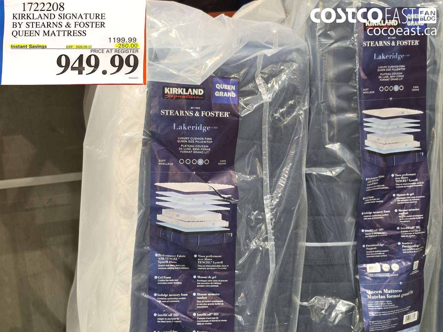 1722208 KIRKLAND SIGNATURE BY STEARNS & FOSTER QUEEN MATTRESS ($250.00 INSTANT SAVINGS EXPIRES ON 2026-09-13) $949.99