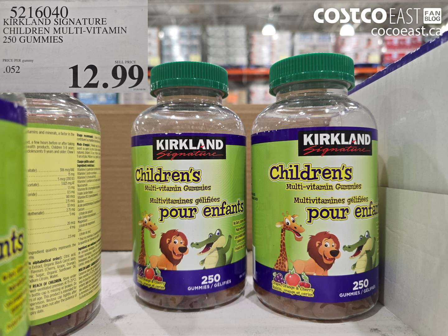 5216040 KIRKLAND SIGNATURE CHILDREN MULTI-VITAMIN 250 GUMMIES $12.99