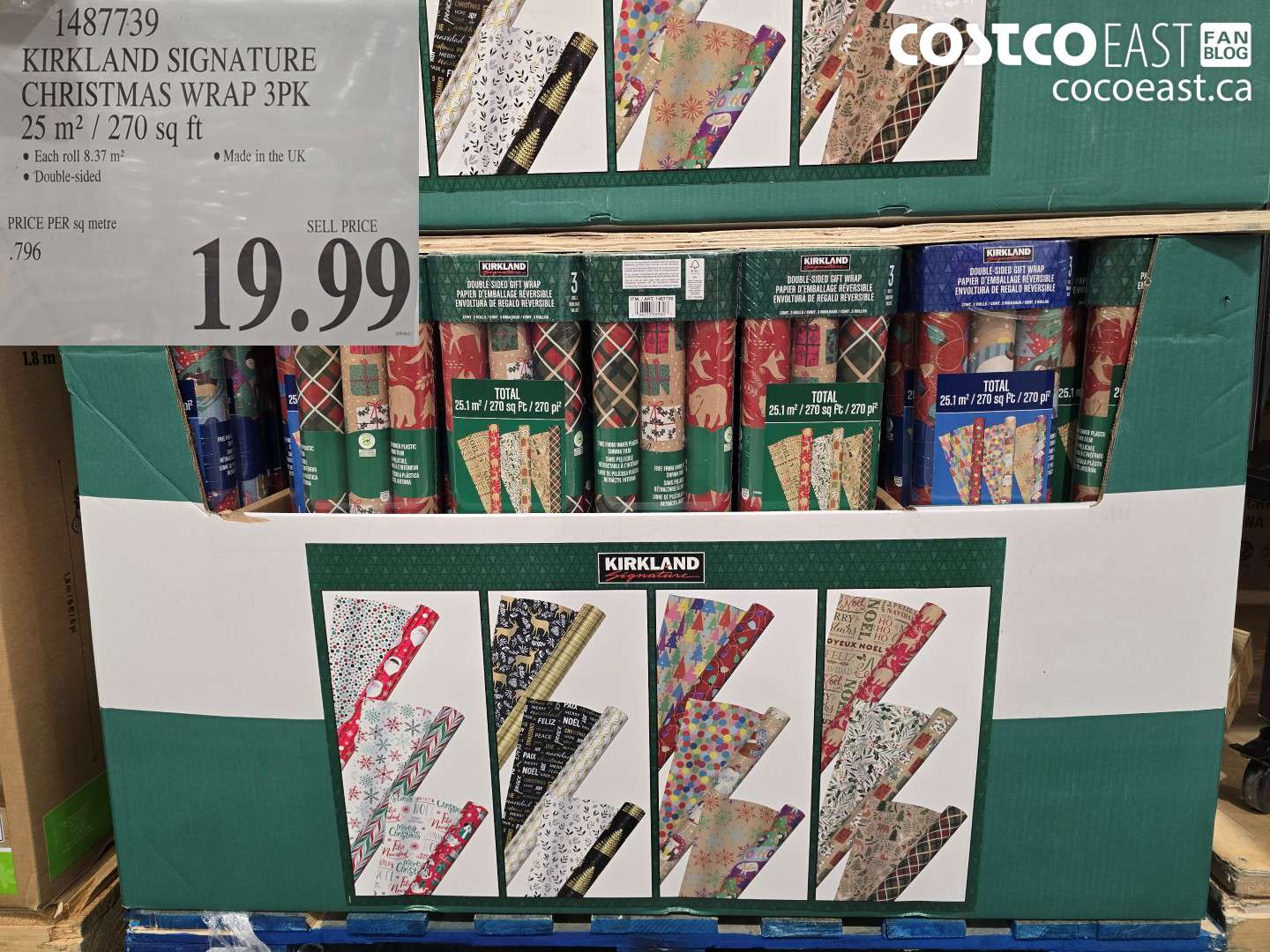 1487739 KIRKLAND SIGNATURE CHRISTMAS WRAP 3PK 25 M2 / 270 SQ FT $19.99