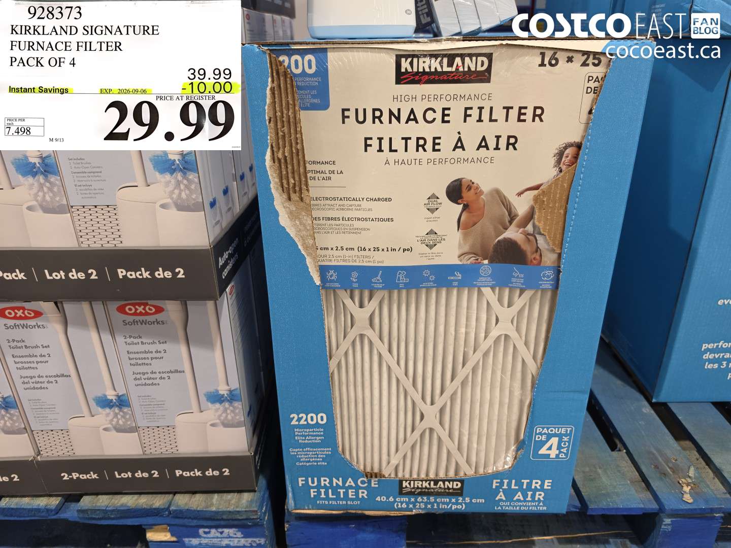 928373 KIRKLAND SIGNATURE FURNACE FILTER PACK OF 4 ($10.00 INSTANT SAVINGS EXPIRES ON 2026-09-06) $29.99