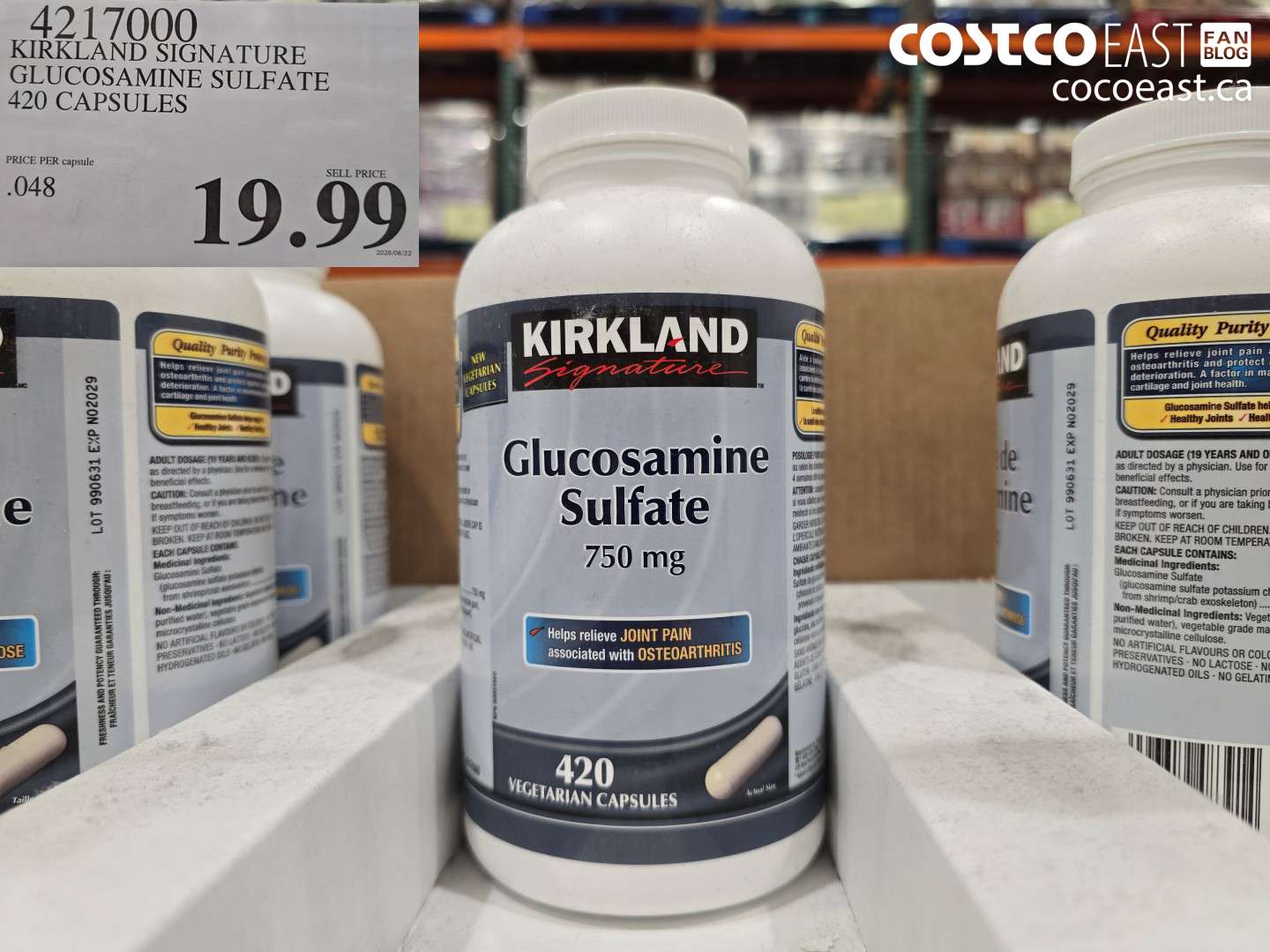 4217000 KIRKLAND SIGNATURE GLUCOSAMINE SULFATE 420 CAPSULES $19.99