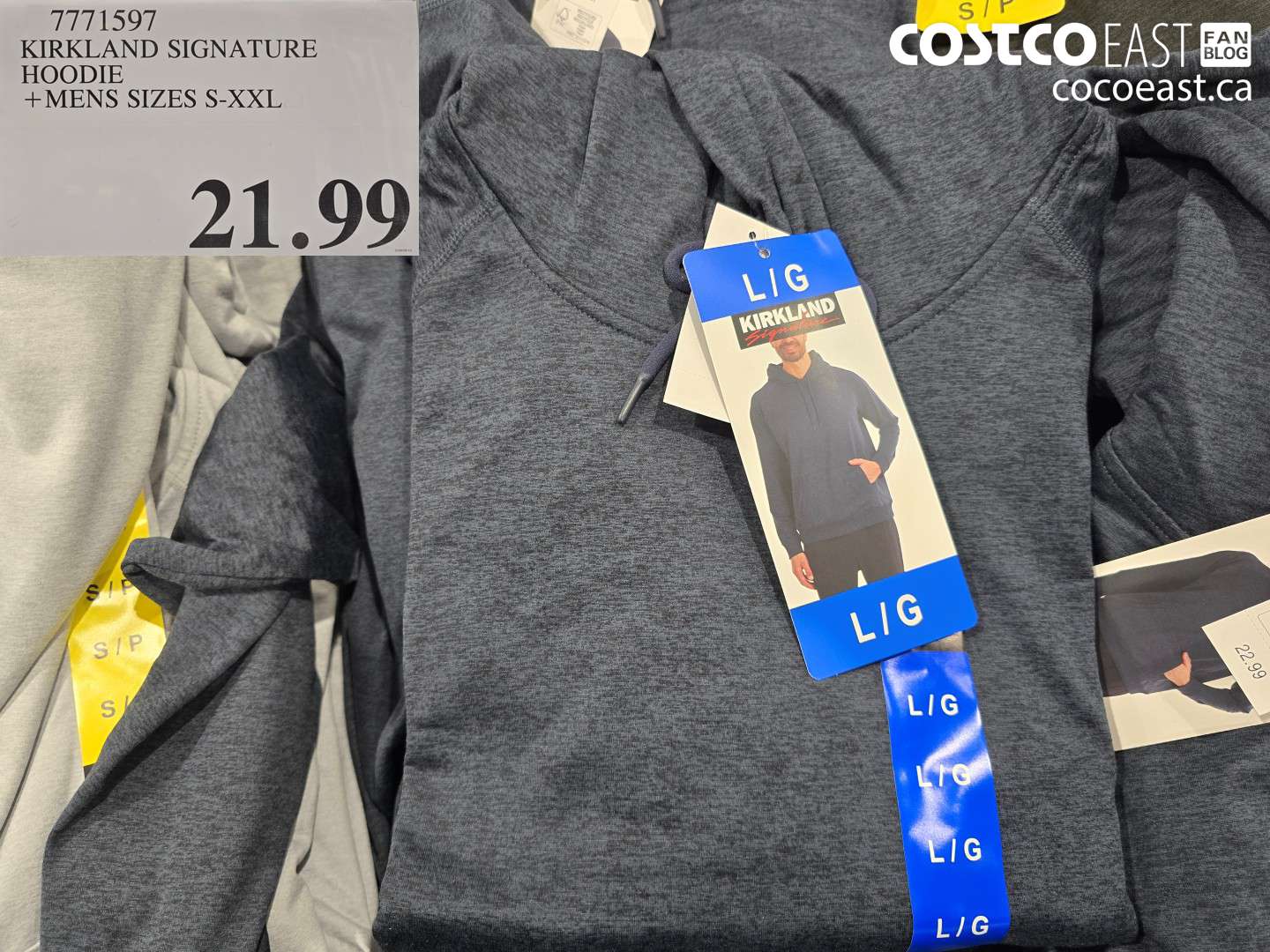 7771597 KIRKLAND SIGNATURE HOODIE MENS SIZES S-XXL $21.99
