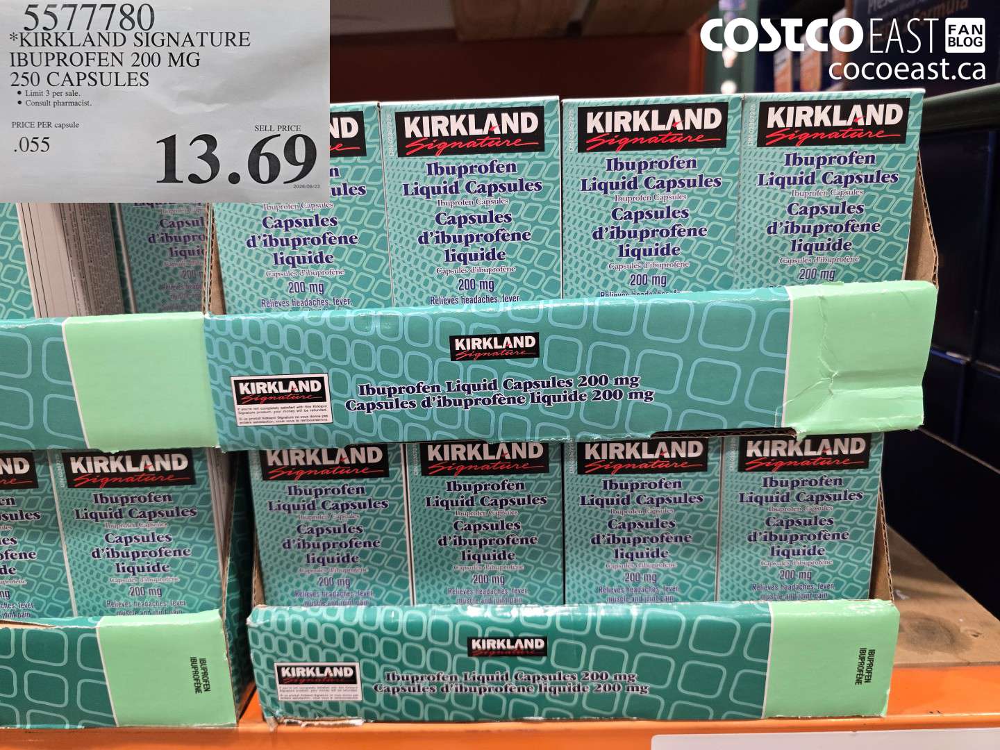 5577780 KIRKLAND SIGNATURE IBUPROFEN 200 MG 250 CAPSULES $13.69
