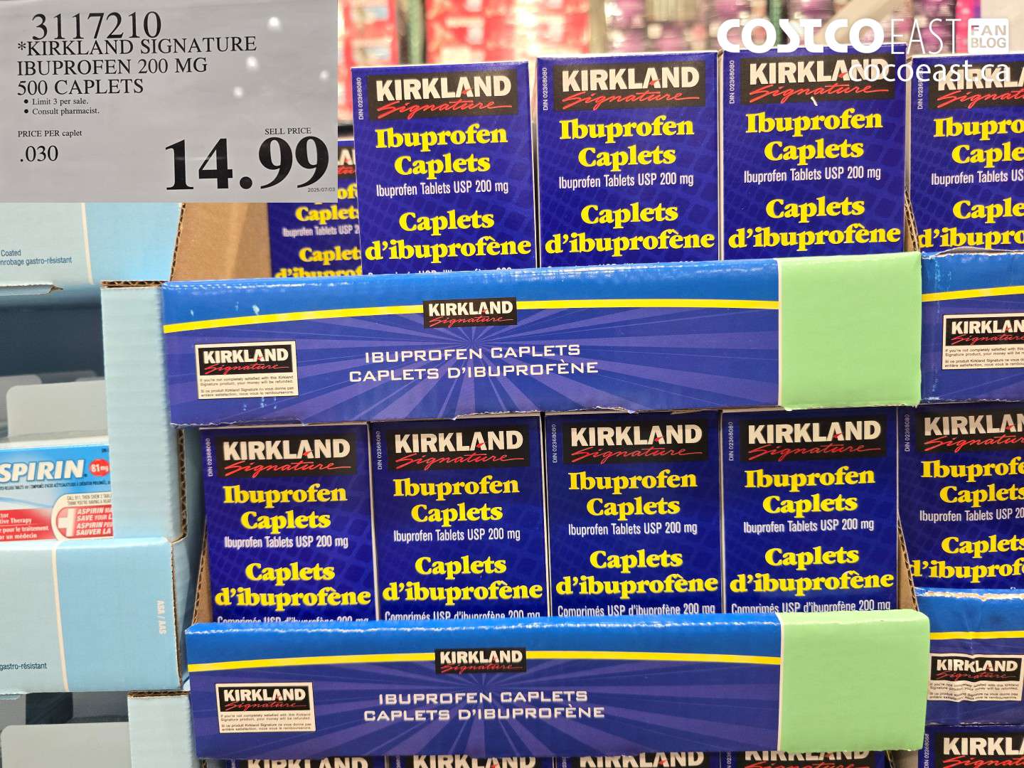 3117210 KIRKLAND SIGNATURE IBUPROFEN 200 MG 500 CAPLETS $14.99