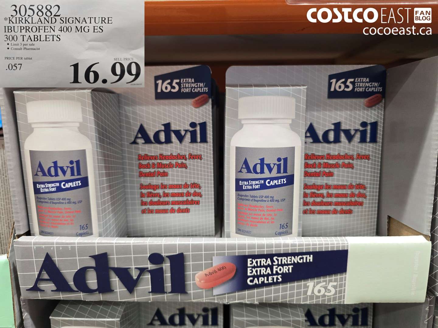 305882 KIRKLAND SIGNATURE IBUPROFEN 400 MG ES 300 TABLETS $16.99