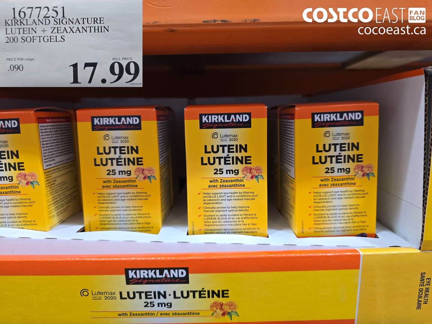 1677251 KIRKLAND SIGNATURE LUTEIN + ZEAXANTHIN 200 SOFTGELS $17.99