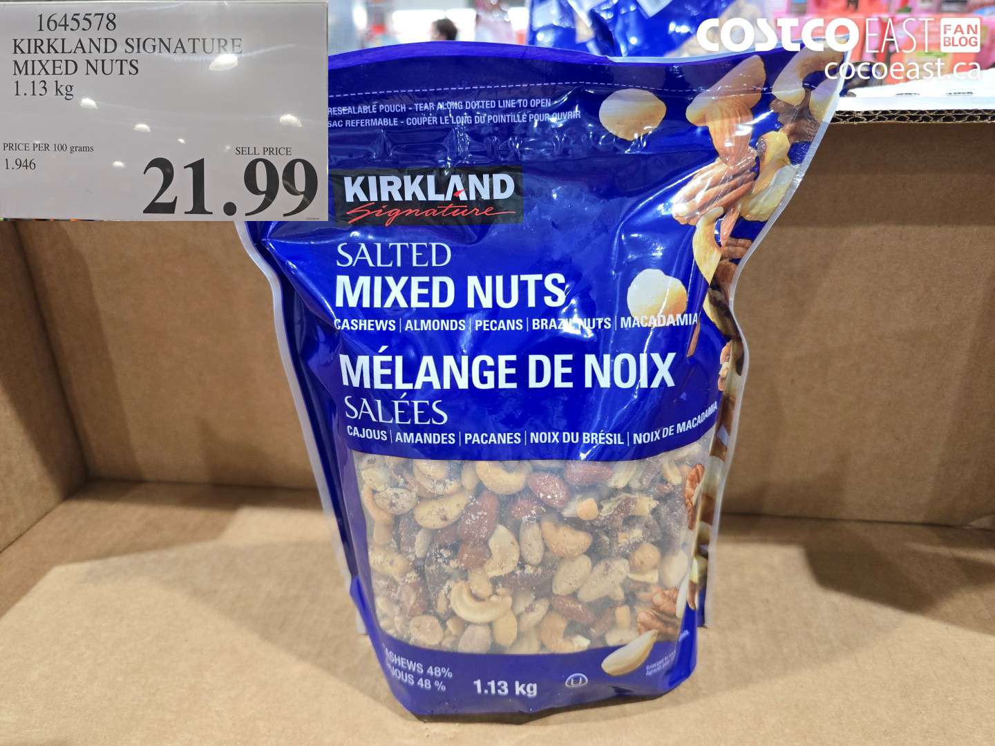 1645578 KIRKLAND SIGNATURE MIXED NUTS 1.13 KG $21.99