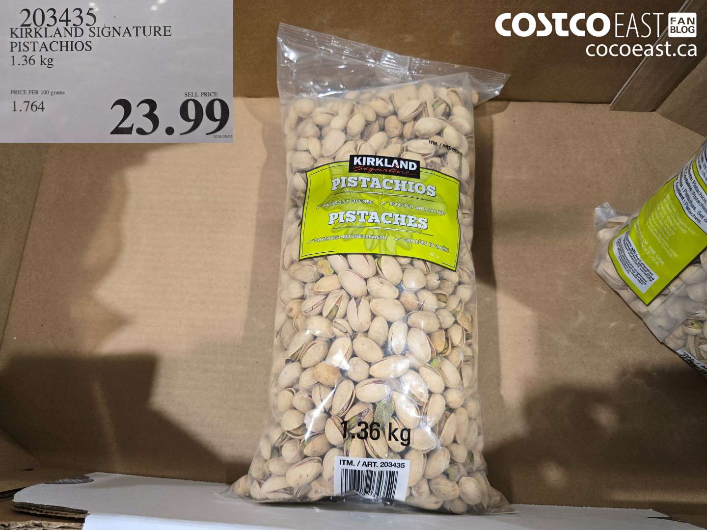 203435 KIRKLAND SIGNATURE PISTACHIOS 1.36 KG $23.99