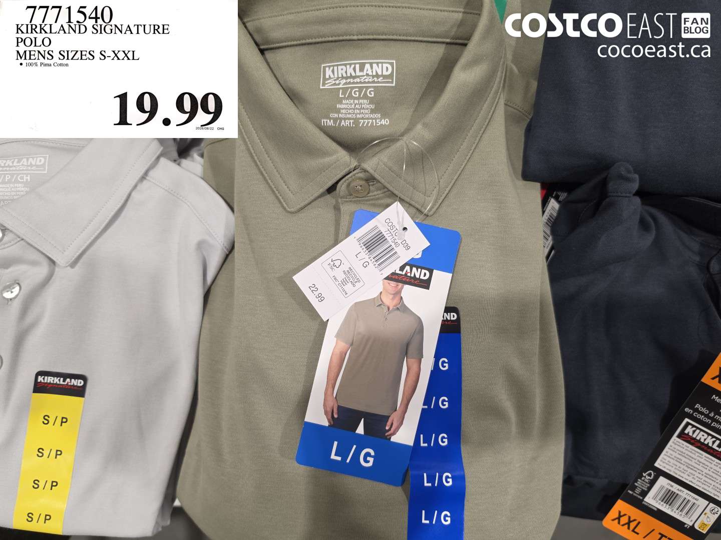 7771540 KIRKLAND SIGNATURE POLO MENS SIZES S-XXL $19.99