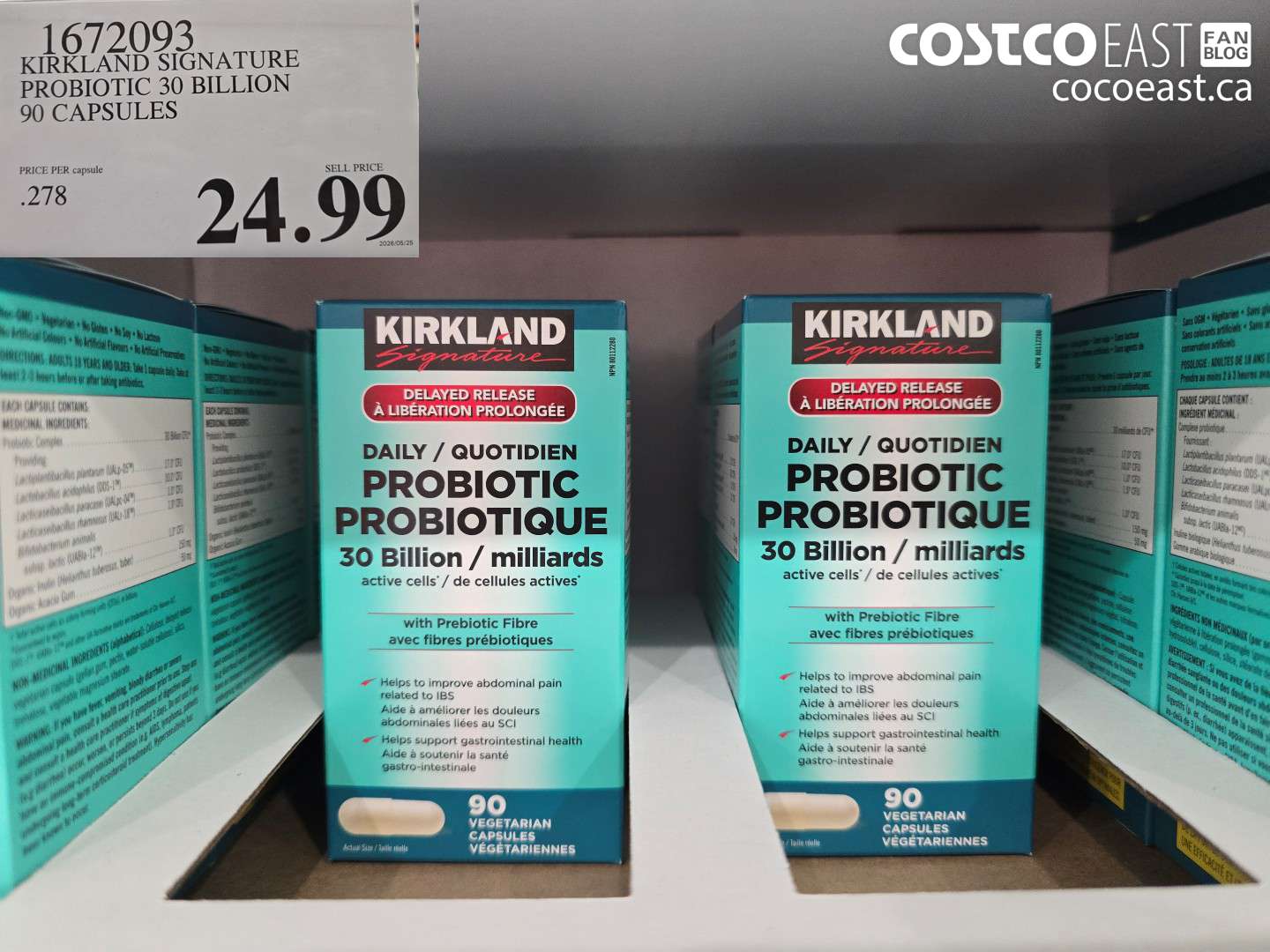 1672093 KIRKLAND SIGNATURE PROBIOTIC 30 BILLION 90 CAPSULES $24.99