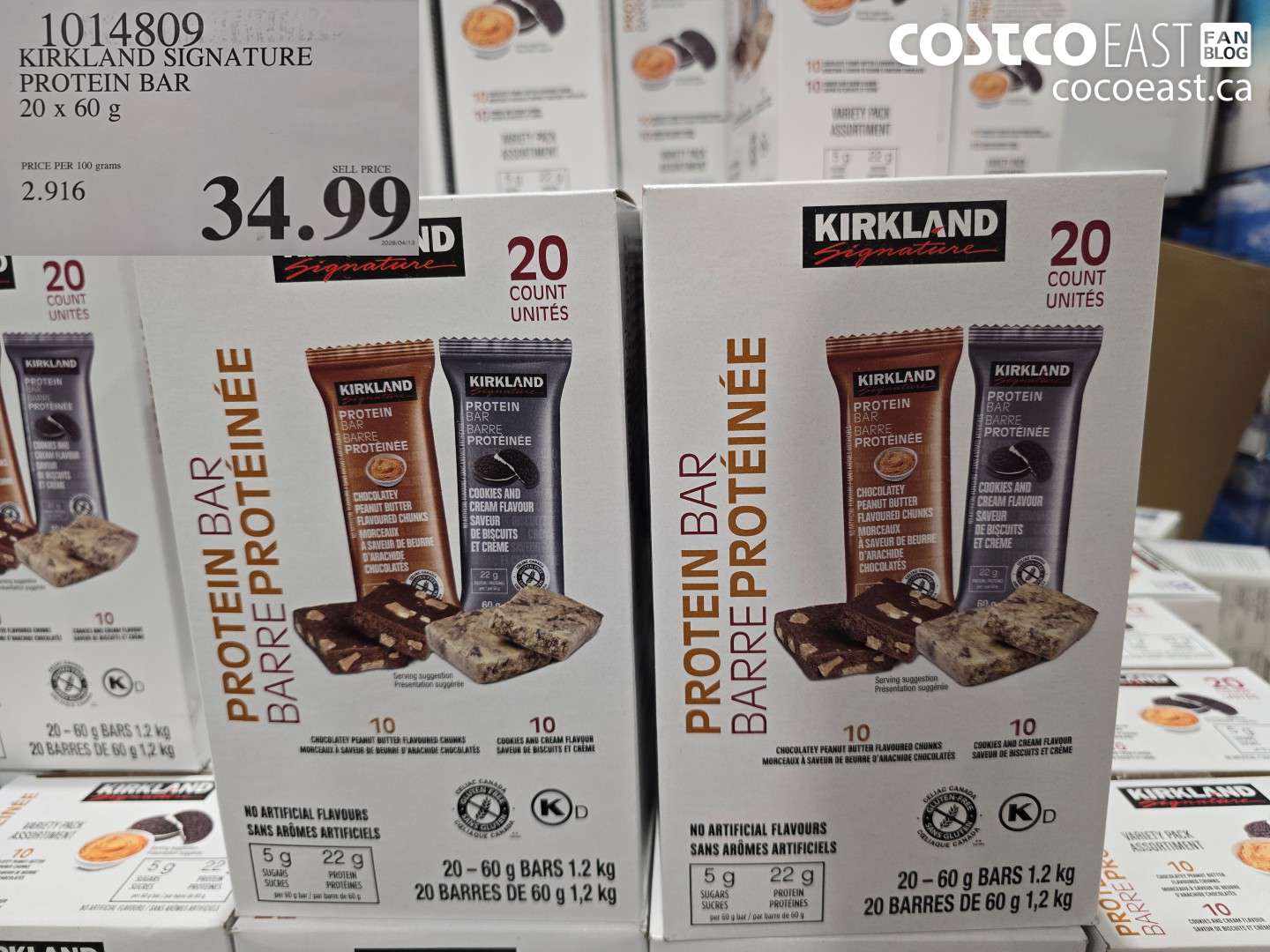 1014809 KIRKLAND SIGNATURE PROTEIN BAR 20 X 60 G $34.99