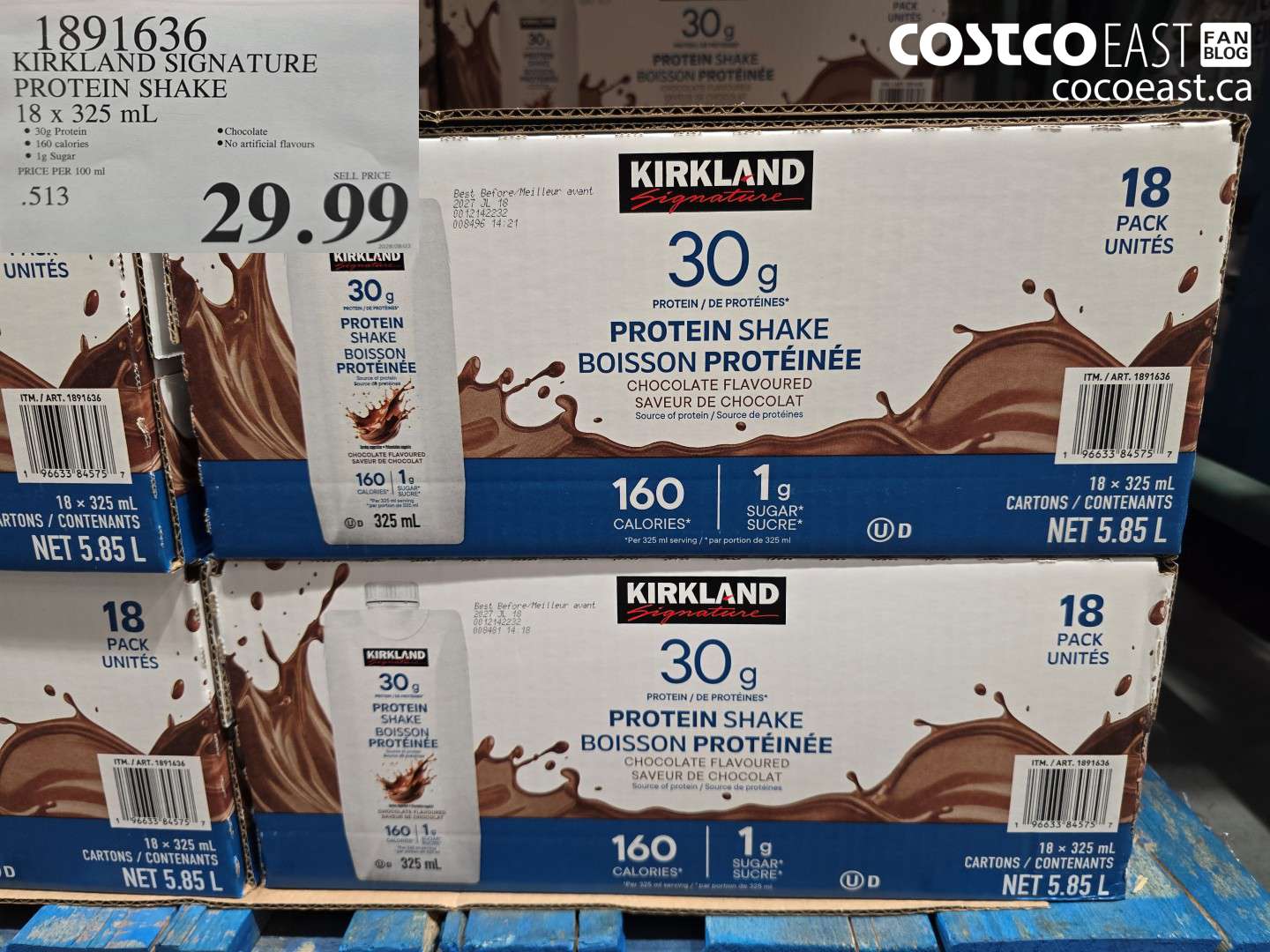 1891636 KIRKLAND SIGNATURE PROTEIN SHAKE 18 X 325 ML $29.99