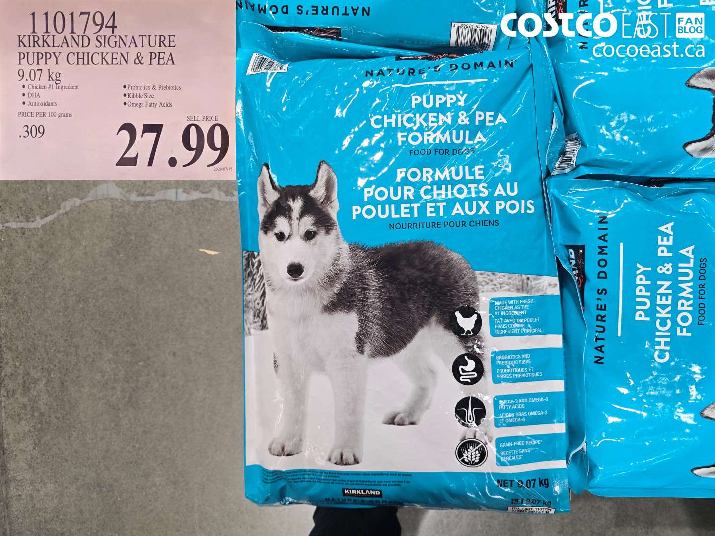 1101794 KIRKLAND SIGNATURE PUPPY CHICKEN & PEA 9.07 KG $27.99