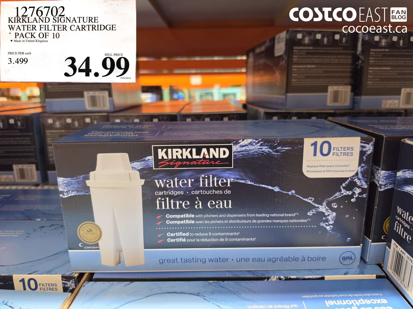 1276702 KIRKLAND SIGNATURE WATER FILTER CARTRIDGE PACK OF 10 $34.99