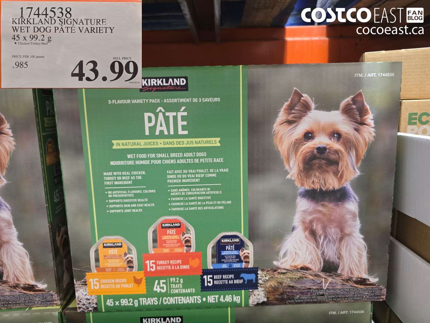 1744538 KIRKLAND SIGNATURE WET DOG PATE VARIETY 45 X 99.2 G $43.99