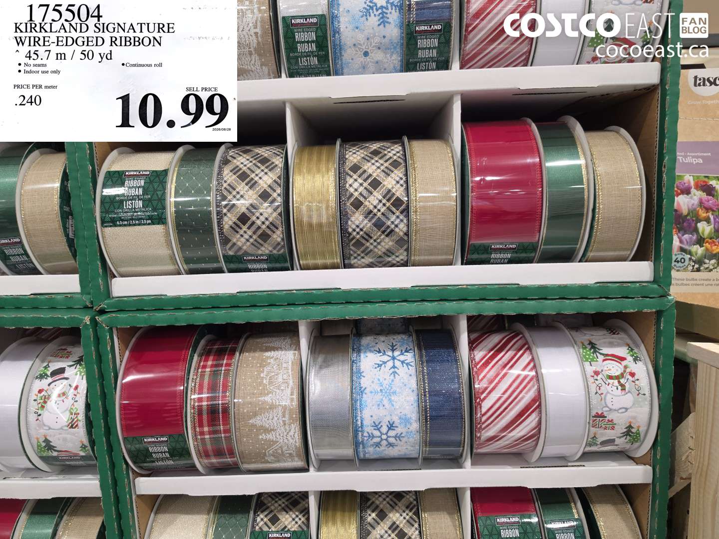 175504 KIRKLAND SIGNATURE WIRE-EDGED RIBBON 45.7 M / 50 YD $10.99