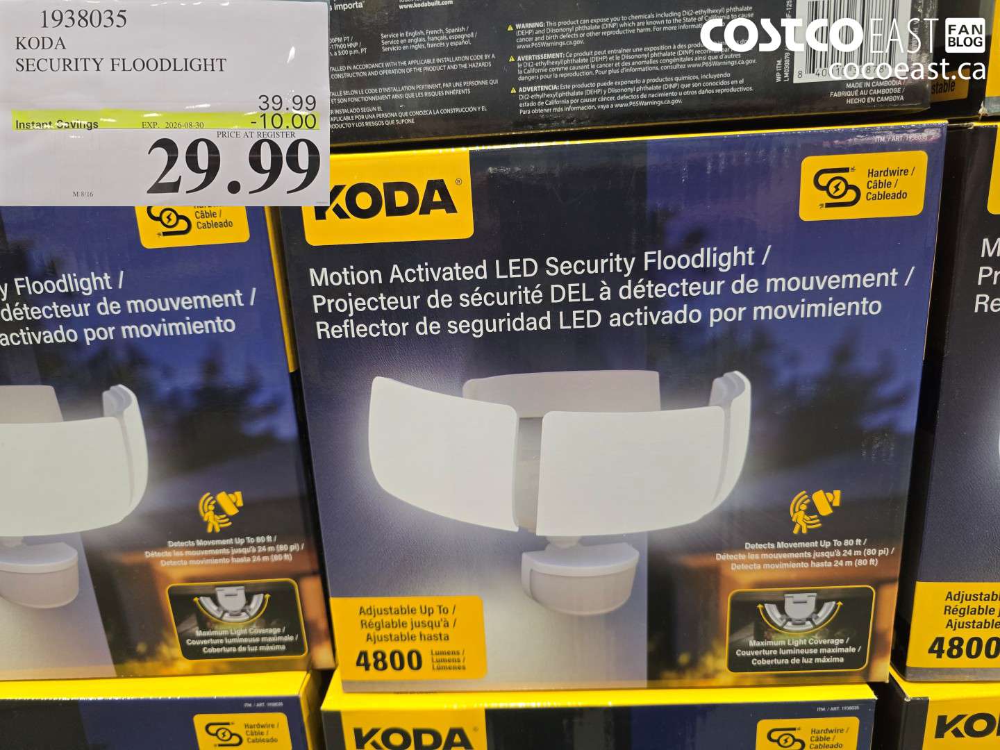 1938035 KODA SECURITY FLOODLIGHT ($10.00 INSTANT SAVINGS EXPIRES ON 2026-08-30) $29.99