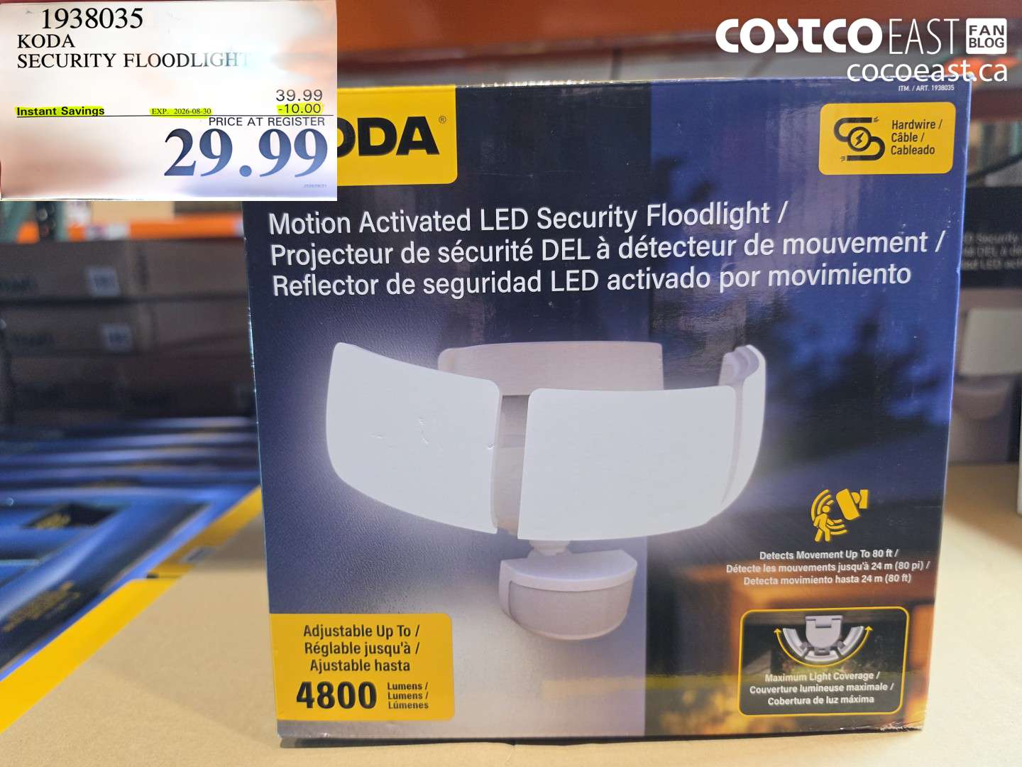 1938035 KODA SECURITY FLOODLIGHT ($10.00 INSTANT SAVINGS EXPIRES ON 2026-08-30) $29.99