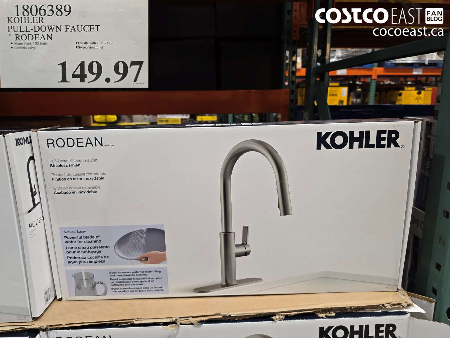 1806389 KOHLER PULL-DOWN FAUCET RODEAN $149.97