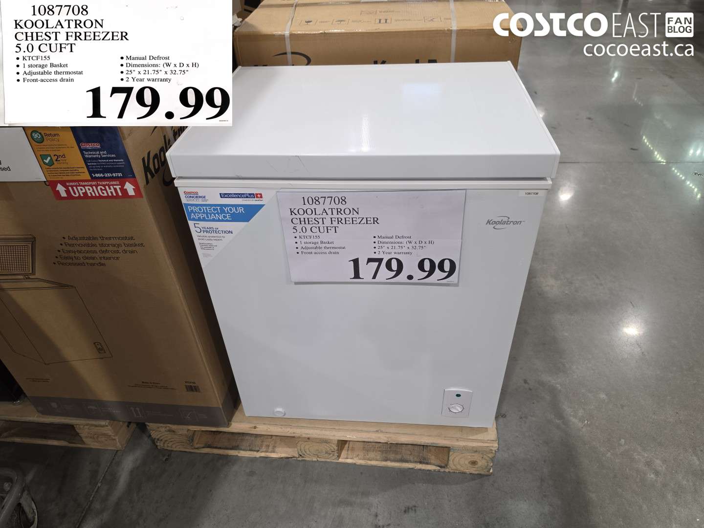 1087708 KOOLATRON CHEST FREEZER 5.0 CUFT $179.99