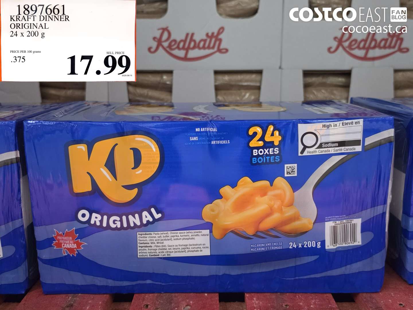 1897661 KRAFT DINNER ORIGINAL 24 X 200 G $17.99