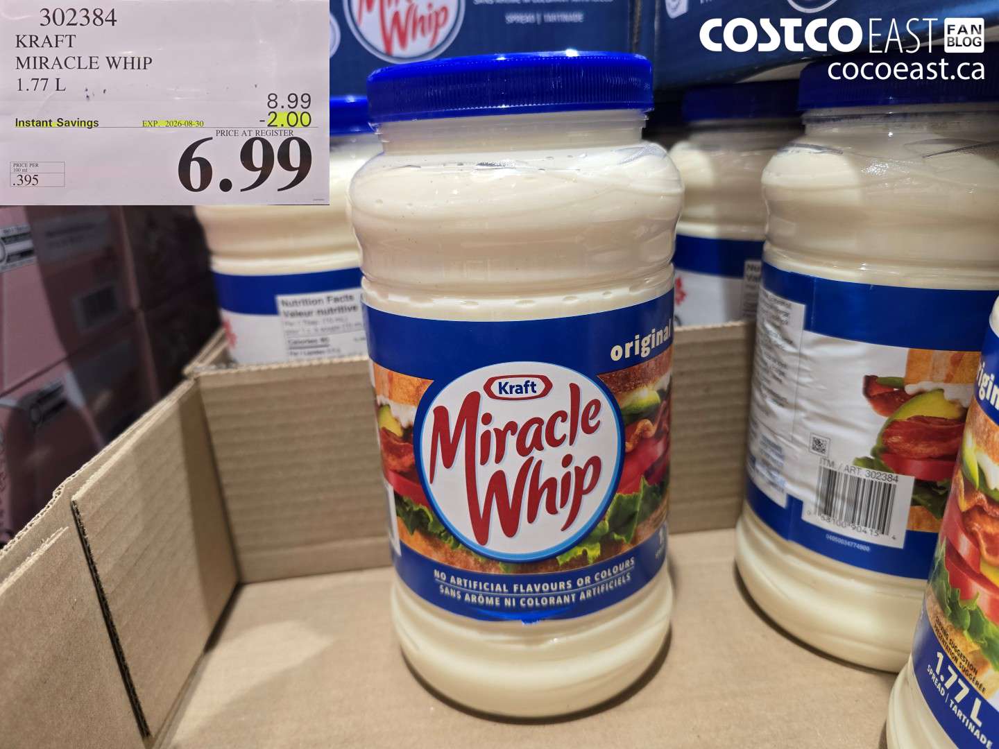 302384 KRAFT MIRACLE WHIP 1.77 L ($2.00 INSTANT SAVINGS EXPIRES ON 2026-08-30) $6.99