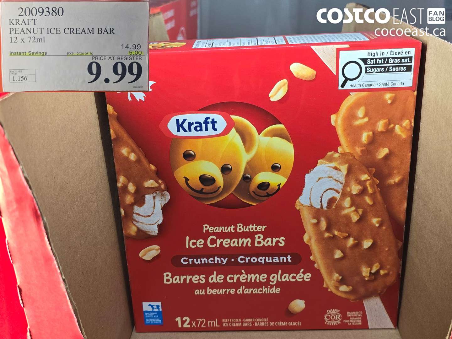 2009380 KRAFT PEANUT ICE CREAM BAR 12 X 72ML ($5.00 INSTANT SAVINGS EXPIRES ON 2026-08-30) $9.99