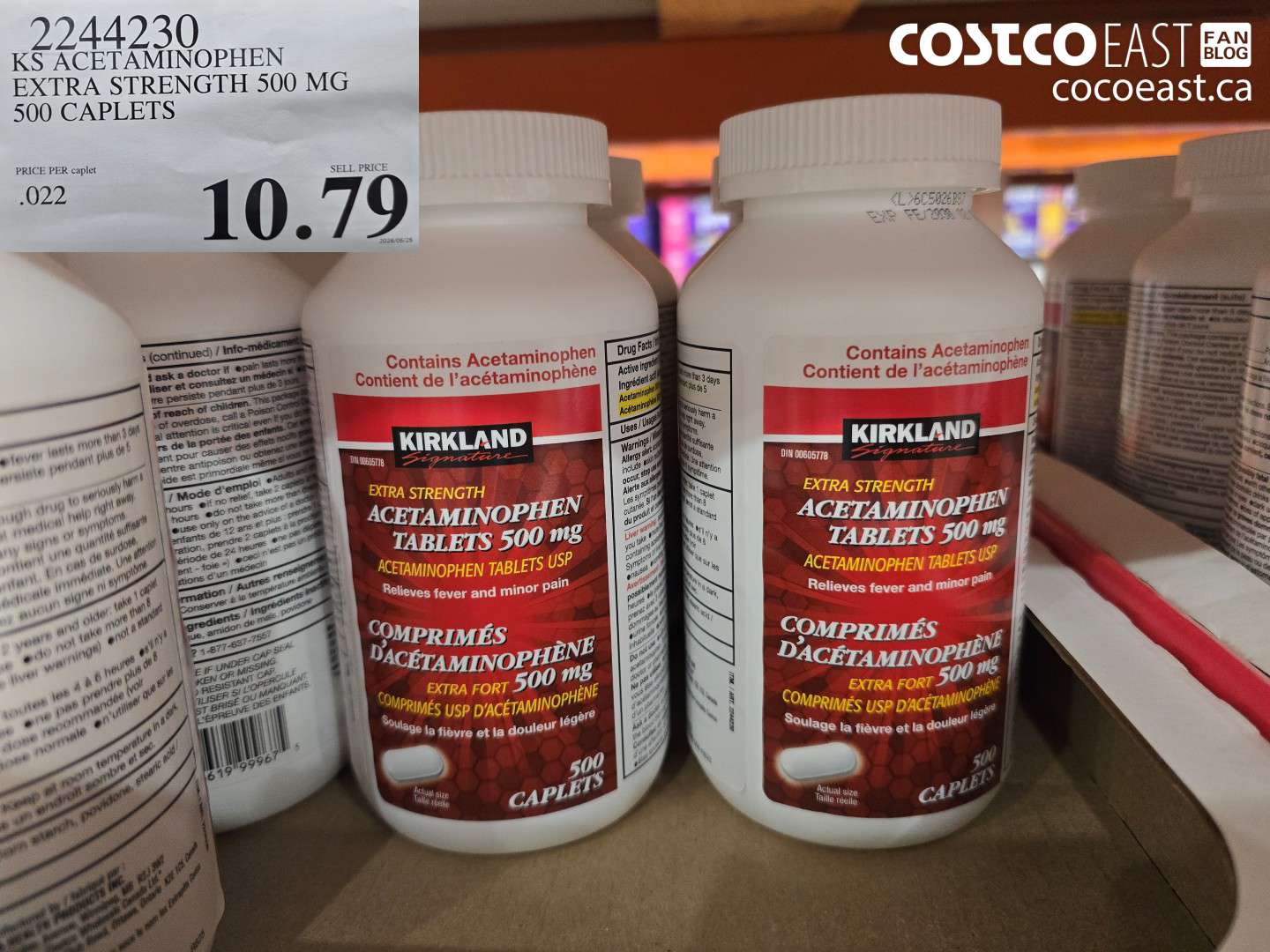 2244230 KS ACETAMINOPHEN EXTRA STRENGTH 500 MG 500 CAPLETS $10.79
