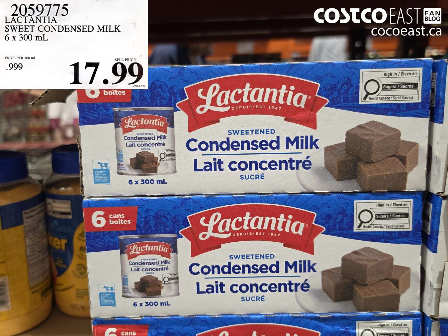2059775 LACTANTIA SWEET CONDENSED MILK 6 X 300 ML $17.99