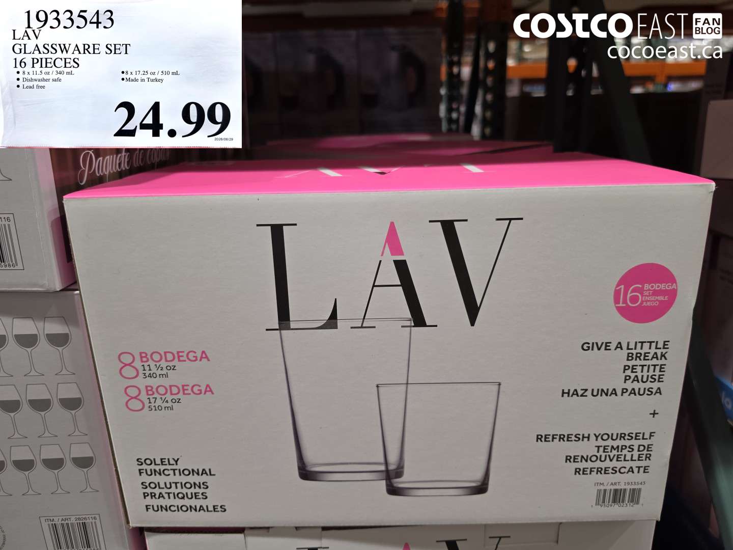 1933543 LAV GLASSWARE SET 16 PIECES $24.99