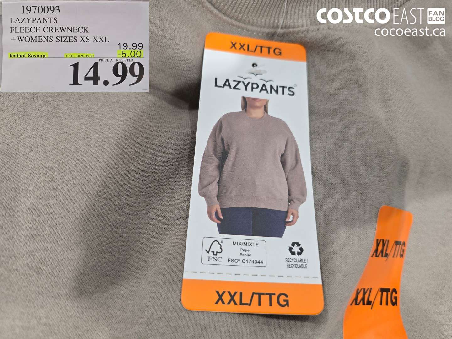1970093 LAZYPANTS FLEECE CREWNECK + WOMENS SIZES XS-XXL ($5.00 INSTANT SAVINGS EXPIRES ON 2026-08-09) $14.99