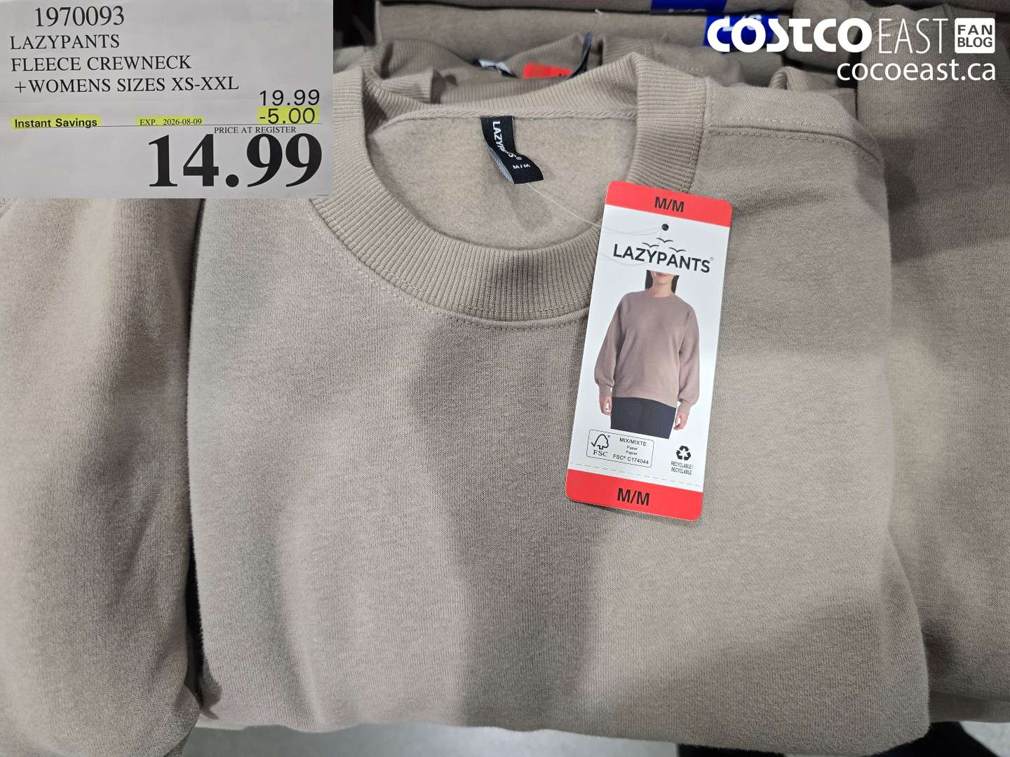 1970093 LAZYPANTS FLEECE CREWNECK + WOMENS SIZES XS-XXL ($5.00 INSTANT SAVINGS EXPIRES ON 2026-08-09) $14.99