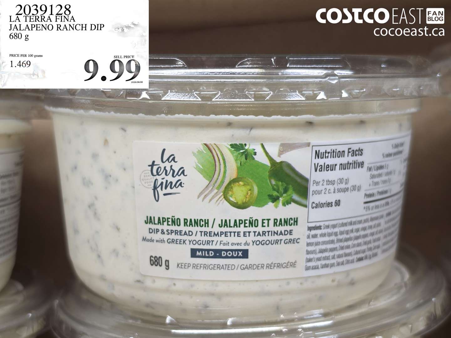 2039128 LA TERRA FINA JALAPENO RANCH DIP 680 G $9.99