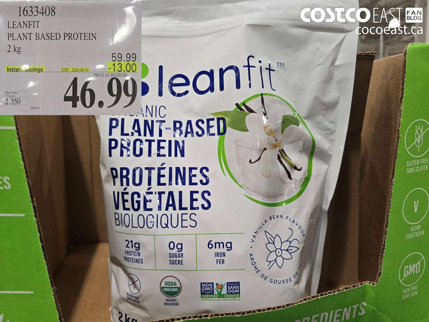 1633408 LEANFIT PLANT BASED PROTEIN 2 KG ($13.00 INSTANT SAVINGS EXPIRES ON 2026-08-30) $46.99