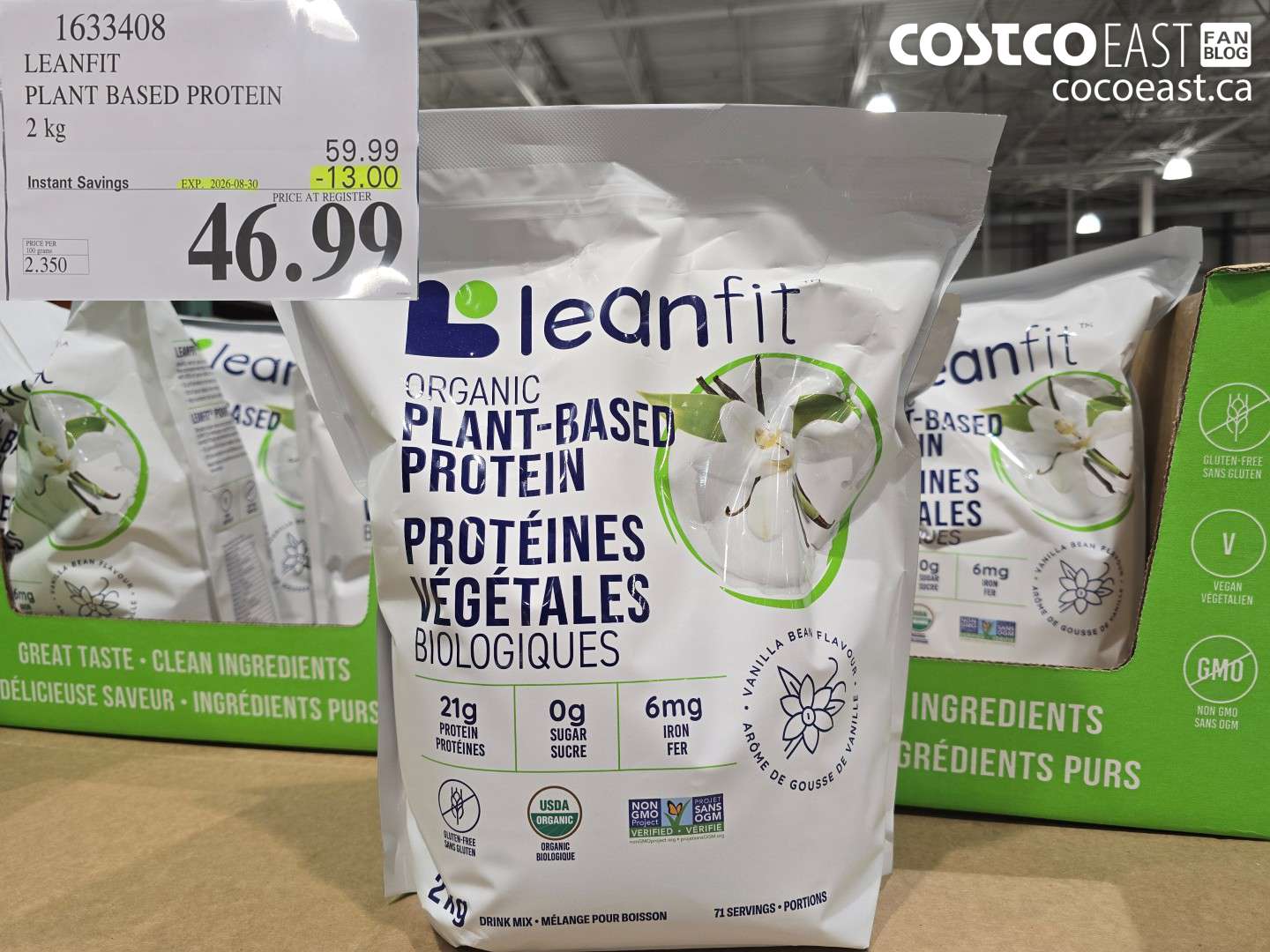 1633408 LEANFIT PLANT BASED PROTEIN 2 KG ($13.00 INSTANT SAVINGS EXPIRES ON 2026-08-30) $46.99