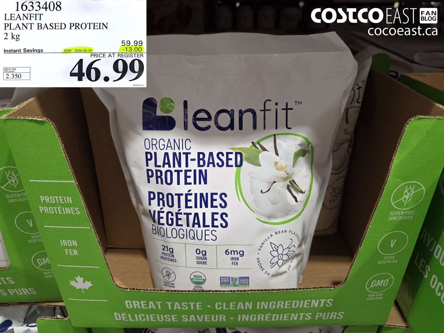 1633408 LEANFIT PLANT BASED PROTEIN 2 KG ($13.00 INSTANT SAVINGS EXPIRES ON 2026-08-30) $46.99
