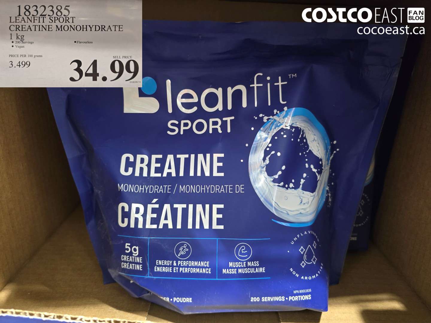 1832385 LEANFIT SPORT CREATINE MONOHYDRATE 1 KG $34.99