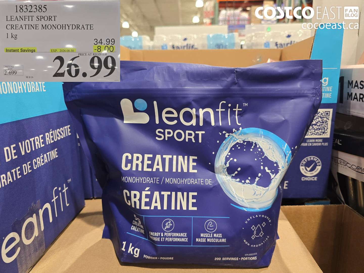 1832385 LEANFIT SPORT CREATINE MONOHYDRATE 1 KG ($8.00 INSTANT SAVINGS EXPIRES ON 2026-08-30) $26.99