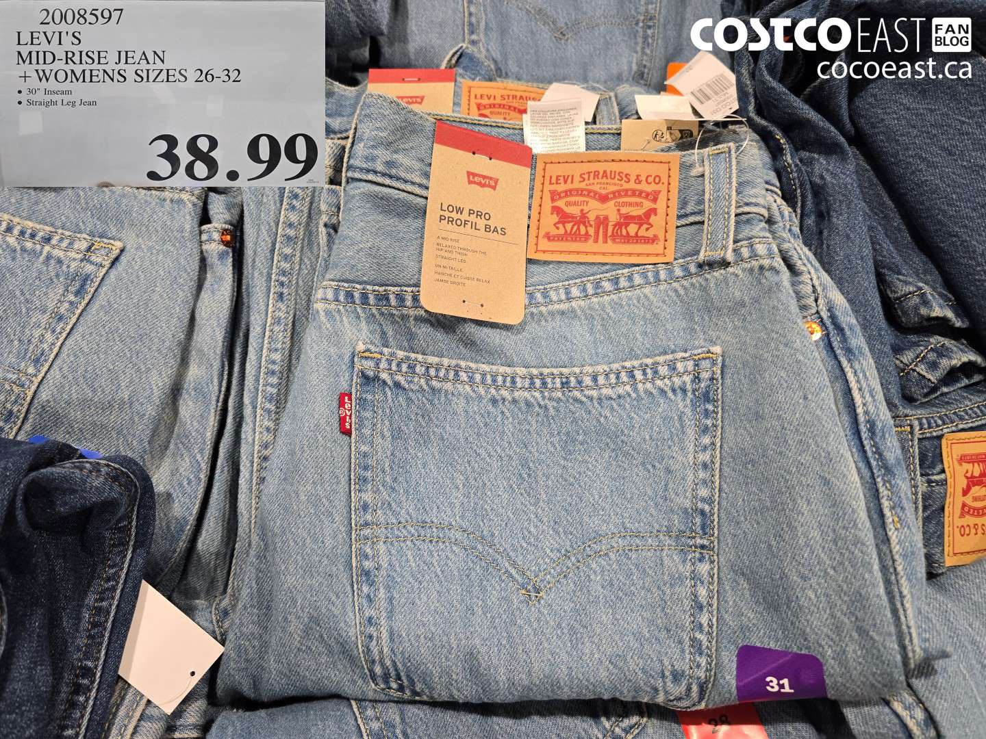 2008597 LEVI'S MID-RISE JEAN WOMENS SIZES 26-32 $38.99