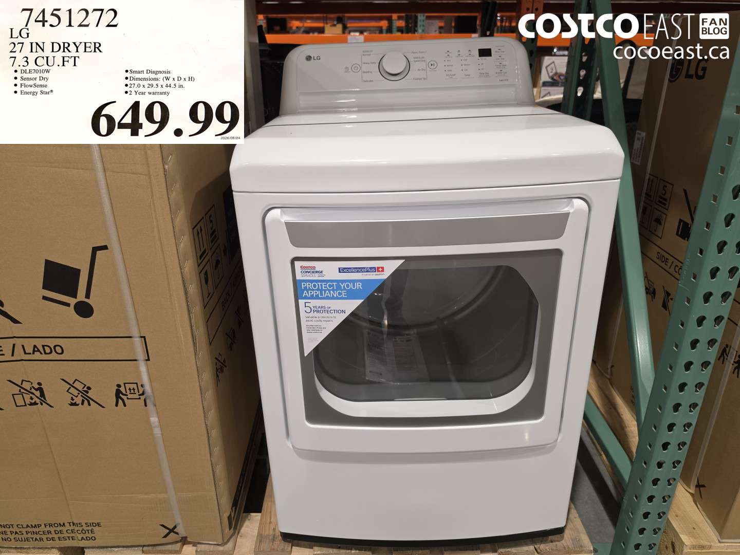 7451272 LG 27 IN DRYER 7.3 CU.FT $649.99