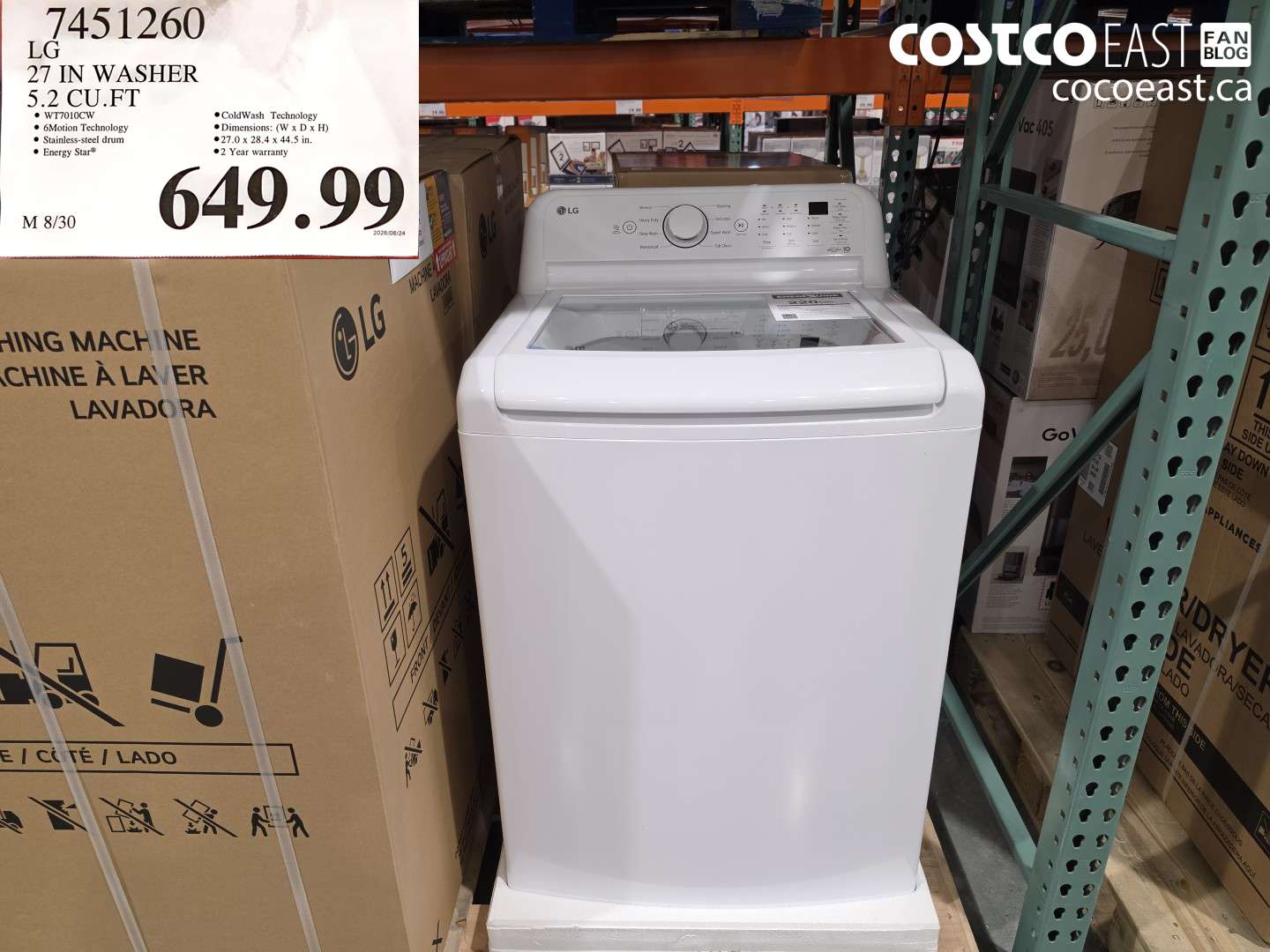7451260 LG 27 IN WASHER 5.2 CU.FT $649.99