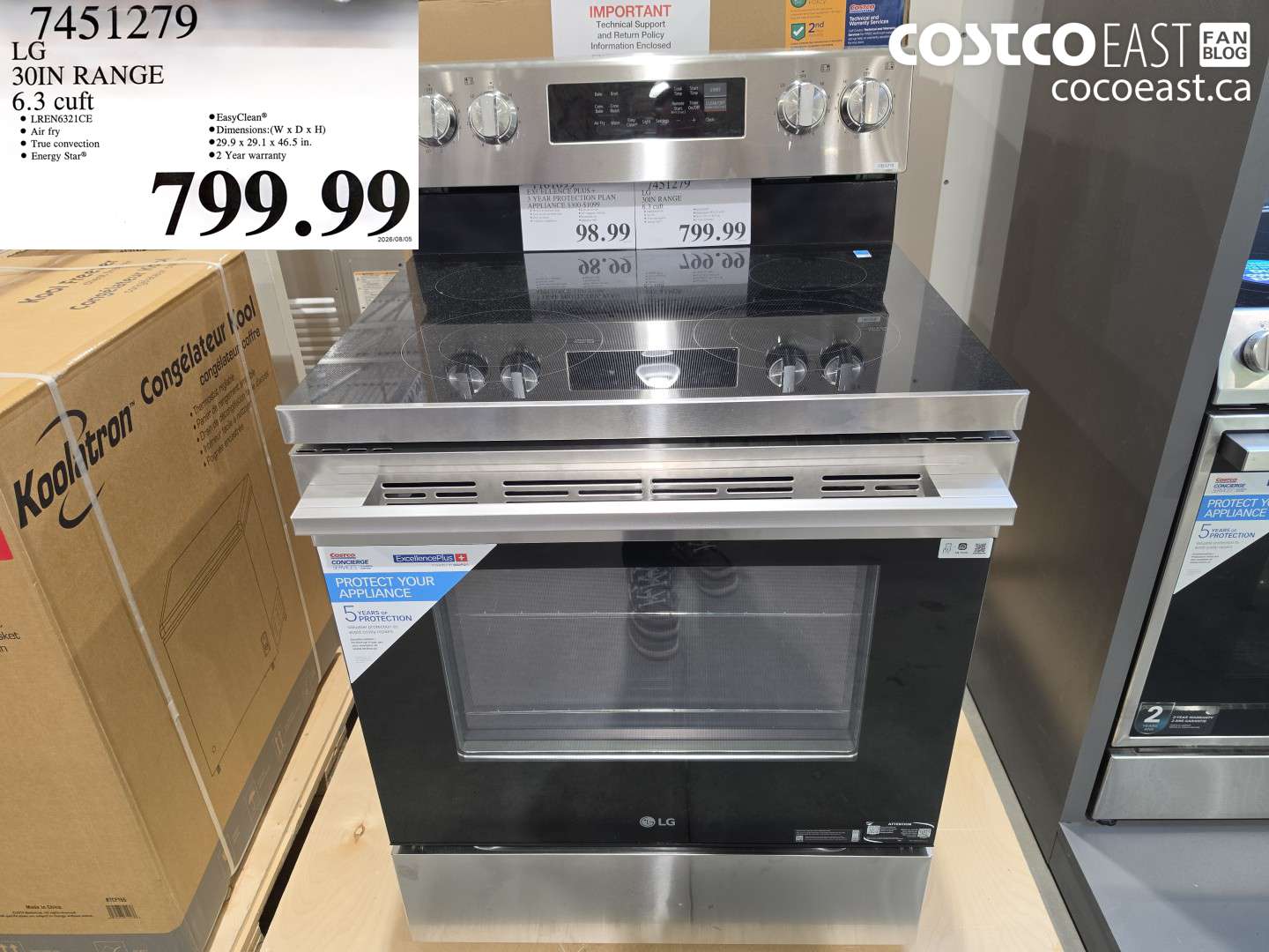 7451279 LG 30IN RANGE 6.3 CUFT $799.99